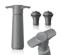 Vacu Vin Wine Saver Pump - Grey with Vacuum Stopper - Keeps Wine Fresh Up to 10 Days - 1 Pump 2 Stoppers - Reusable - Made in Netherlands