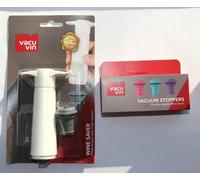 Vacu Vin Wine Saver Pump with 1 Stopper, Plus 3 Additional Stoppers