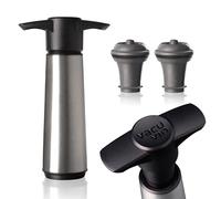 Vacu Vin Wine Saver Stainless Steel with 2 Vacuum Stoppers - Premium Wine Preserver Pump - Keeps Wine Fresh Longer - Manual Air Remover - Durable Design for Red & White Wine Bottles