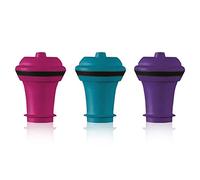 Vacu Vin Wine Saver Vacuum Stoppers - Set of 3 - Multicolor - Airtight Seal to Keep Wine Fresh Up to a Week - Compatible with Vacu Vin Wine Saver Pump - Reusable & Dishwasher Safe