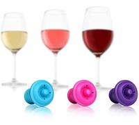 Vacu Vin Wine Saver Vacuum Stoppers, Set of 3 - Purple / Blue / Pink
