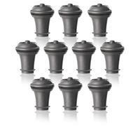 Vacu Vin Wine Stoppers for Wine Bottles - 10 Pack Wine Bottle Stoppers - Vacuum Wine Stopper Set - Reusable Rubber Stoppers for Wine Saver Pump - Gray