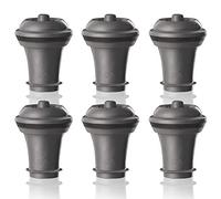 Vacu Vin Wine Stoppers for Wine Bottles - 6 Pack Wine Bottle Stoppers - Vacuum Wine Stopper Set - Reusable Rubber Stoppers for Wine Saver Pump - Gray