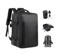 Vacuum Backpack Travel, 55L Expandable Airback Backpack with Vacuum Pump, Water Resistant & TSA Anti Theft Lock, Compression Travel Ruckpack for Men & Women (Black)