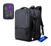 Vacuum Backpack Travel Bag: Vacuum Rucksack with Built-in Pump Fit Laptop 17 Inch Computer Expandable Compression Rucksack Waterproof Carry on Large Cabin Size USB Charging For Work Business Black