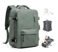 Vacuum Backpack Travel Bag with Pump Travel Backpack Cabin Size 40x30x20 for Ryanair Underseat Cabin Bags Carry on Bag for Airplanes Multiple Pockets Comfort Backpack for Men and Women,K02 Green