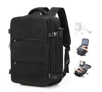Vacuum Backpack Travel Bag with Pump Travel Backpack Cabin Size 40x30x20 for Ryanair Underseat Cabin Bags Carry on Bag for Airplanes Multiple Pockets Comfort Backpack for Men and Women,A01-Black