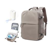 Vacuum Backpack Travel Bag with Pump, Vacuum Compression Backpack for Women Men, Ryanair Cabin Bags 40x20x25 Underseat, Carry On Personal Item Hand Luggage, Water-resistant, Laptop Pocket, Grey