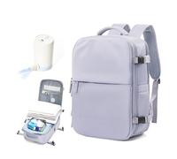 Vacuum Backpack Travel Bag with Pump, Vacuum Compression Backpack for Women Men, Ryanair Cabin Bags 40x20x25 Underseat, Carry On Personal Item Hand Luggage, Water-resistant, Laptop Pocket, Purple