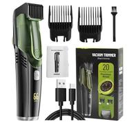 Vacuum Beard Trimmer, Waterproof Beard Clipper, IPX6 Portable Shaver with 2 Comb Attachments, Compact Rechargeable Razor, Ideal for Mustache, Sideburns, Facial and Hair Grooming