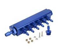 Vacuum Block Intake Manifold Kit 6 Port 1/8in NPT Ports & 1/2in NPT Inlet/Outlet Aluminium Distribution Block Turbo Boost Intake Manifold Kit Universal for Car Truck Turbo Supercharger Nitrous (Blue)