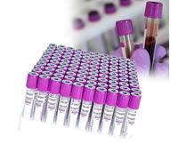Vacuum Blood Collection Tubes 5ml EDTA K2 Glass - 100 Pack for Laboratory Use, Purple Screw Cap