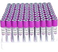 Vacuum Blood Collection Tubes, EDTA K2 Glass, Screw Cap, Laboratory Test Tubes for Blood Collection, 10ml, Pack of 100