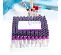 Vacuum Blood Collection Tubes, PET Plastic and Glass, for Laboratory Tests, 10ml, Purple Top, 100pcs