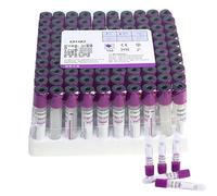 Vacuum Blood Collection Tubes with EDTA K2 Anticoagulant for Medical and Laboratory Use - Disposable, Pack of 100
