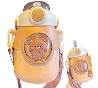 Vacuum Bottle,Beautiful Stainless Steel Water Bottle with Straw | Vacuum Insulated Steel Metal Bottles with Strap, BPA Free Leakproof Reusable Bottle for Gym, brown, Se référer à la description, Refer