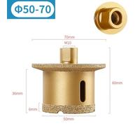 Vacuum Brazed Diamond Core Drill Bits for Marble, Granite, Ceramic & Tile - 40-60/45-65/50-70mm Triangular Shank Hole Openers, 64-72mm Total Length, 1pc