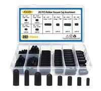 Vacuum Caps Rubber Plug Kit - 202 PCS 8 Size Assorted Vacuum Plugs Hose End Caps Assortment Kit for Carburetor, Manifold, Automotive 3/16'' 5/16" 7/32" 1/4" 5/32'' 3/8'' 1/8''