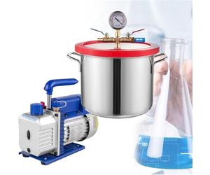 Vacuum Chamber Kit2/3/5 Gal Vacuum Chamber with 5 CFM Single-stage Pump, Large Vacuum Chamber Degassing Refrigerant KitLab Liquid Defoaming Machinefor DIY Resin Casting/Silicones