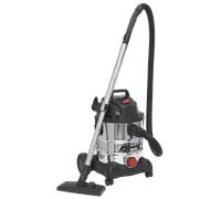 Vacuum Cleaner Industrial Wet & Dry 20L 1250W/230V Stainless Drum - Sealey PC200