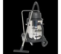 Vacuum Cleaner Industrial Wet & Dry 77L Stainless Steel Drum with Swivel Emptying 2400W