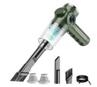 Vacuum Cleaner, Portable Rechargeable Vacuum Cleaner with Flat and Brush Nozzle Battery Display Dightal Screen Cordless Mini Vacuum Tool for Home Keyboards Car (2 Filters)
