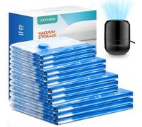 Vacuum Compression Storage Bags for Clothes - 12 Pack Reusable Space Saver Bags with Wired Electric Air Pump for travel (3 Jumbo + 3 Large + 3 Medium + 3 Small)