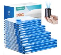 Vacuum Compression Storage Bags for Clothes - 12 Pack Reusable Space Saver Bags with Wireless Electric Air Pump for travel (3 Large + 3 Medium + 3 Small + 3 X-Small)