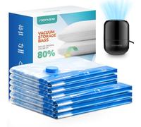 Vacuum Compression Storage Bags for Clothes - 6 Pack Reusable Space Saver Bags with Wired Electric Air Pump for travel (3 Jumbo + 3 Large)