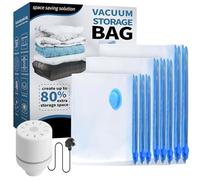 Vacuum Compression Storage Bags for Clothes - 8 Pack Reusable Space Saver Bags with Wired Electric Air Pump for travel (2 * 100 x 80 cm, 3 * 80 x 60 cm, 3 * 70 x 50 cm)