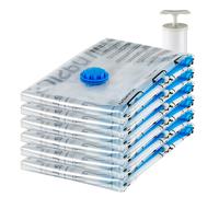 Vacuum Compression Zipper Storage Bags with Airtight Valve and Hand Pump, Jumbo, 6-Pack, Clear
