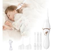 Vacuum Electric Ceramic Extractor, Safe and Painless Ear Cleaner, High Suction Power with Led Light and 5 Spare Heads, Autonomy up to 3 Months for Children, JZRRSLUHK