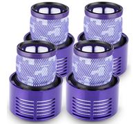 Vacuum Filters Replacement for Dyson V10 SV12 Absolute Animal, 4-Pack | Fits Cyclone & Total Clean; replaces 969082-01. Washable, reusable filters capture dust, pollen, pet dander & debris.