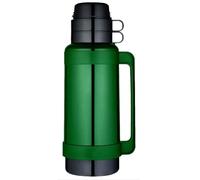 Vacuum Flask 1.8L Green - Insulated Plastic Mondial Thermal Flask for Hot & Cold Drinks | Durable Travel Bottle with Push-Button Lid