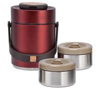 Vacuum Food Carrier, Portable Insulation Lunch Box, Vacuum Box Insulation Lunch Box Heat Preservation 1.5L for Work for Travel Gold (Red)