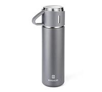 Vacuum Insulated Flask 500ml/16.9oz Stainless Steel Thermo Bottle with Cup for Coffee Water Hot and Cold Drink Flasks.(Gray,Single)