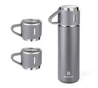 Vacuum Insulated Flask 500ml/16.9oz Stainless Steel Thermo Bottle with Cup for Coffee Water Hot and Cold Drink Flasks.(Gray,Set)