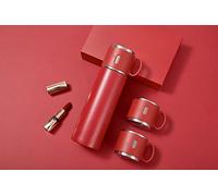 Vacuum Insulated Flask 500ml/17.6oz Stainless Steel Thermo Bottle with Cup for Coffee Tea Hot Drink and Cold Drink Travel Mug (Red)