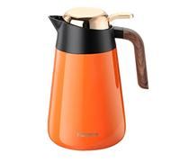 Vacuum Insulated Pitcher Water Dispenser Thermal Pot Tea Kettle Insulated Teapot for Beverage Water Milk Juice Family- Orange