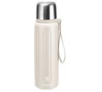Vacuum Insulated Thermo Flasks with Cup 800ml/27oz Stainless Steel Thermo Bottles for Cold and Hot Drinks Water Coffee Flask with Cup (White,800ml)