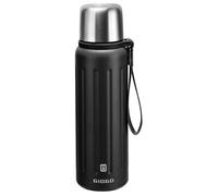 Vacuum Insulated Thermo Flasks with Cup 800ml/27oz Stainless Steel Thermo Bottles for Cold and Hot Drinks Water Coffee Flask with Cup (Black,800ml)