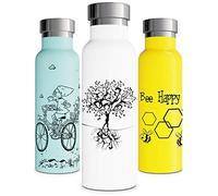 Vacuum Insulated Water Bottle | Double Walled Stainless Steel Eco-Friendly Leak Proof Sweat Free Durable Powder Coated 17oz / 20oz / 25oz Thermos | Keeps Cold 24 Hours, Hot 12 Hours (White, 20 oz)
