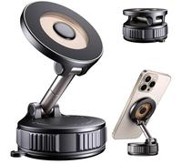 Vacuum Magnetic Phone Holder for Car /Gym/Mirror, Suction Phone Mount [120+ LB Strongest Suction & 2800gf Strongest Magnetic] 360° Adjustable for magsafe Car Phone Mount for iPhone 17 Air 16 15 13 12