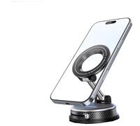 Vacuum Magnetic Phone Holder,Universal Mobile Phone Car Mount,Suction Phone Mount 360° Rotatable,Foldable and Adjustable,Auto Windshield and Dash,for iPhone Samsung Android,for Car and Home (Grey)