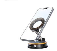 Vacuum Magnetic Phone Holder,Universal Mobile Phone Car Mount,Suction Phone Mount 360° Rotatable,Foldable and Adjustable,Auto Windshield and Dash,for iPhone Samsung Android,for Car and Home (Orange)