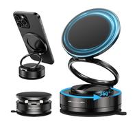 Vacuum Magnetic Phone Mount Holder, Ultimate Maglock Car Cell Phone Bracket with Dual Strong Suction Cup & Magnetic Design for Navigation, Innovative Foldable Cars Stand for iPhone & Android Telefon