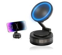 Vacuum Phone Holder for Car, Suction Phone Mount Cradle, Magnetic Phone Mount with N52 Strong Magnets 360° Rotatable Foldable for Phone 16/15/14/13/12 Series & Others with Metal Ring