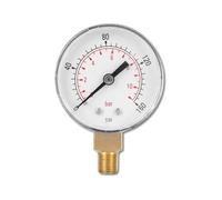 Vacuum Pressure Gauge - Dual Scale PSI Bar, Manometer Gas Pressure Tester, Shock Resistant Stainless Steel, Accurate Oil & Water Measurement, No Battery Needed