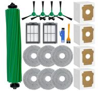 Vacuum Replacement Part Kit for iRobot Roomba Plus 405 Combo/ 505 Combo Robot Vacuum, 1 Rubber Brush 6 Mop Cloth 4 Dust Bag 2 Filter 4 Side Brushes 2 Cleaning Tool