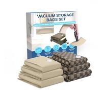 Vacuum Seal Bags for Clothing & Travel by MMOBIEL - Sturdy Space Saver Vacuum Storage Bags - Reusable Compression Packing for Moving, Long-Term Storage - 6 Pack (S/M/L) - Incl. Hand Pump - Brown/Beige